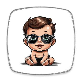 baby comic sonnenbrille - Viereckiger Kühlschrankmagnet - Weiß - Vorne