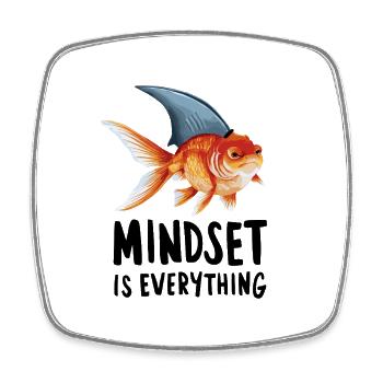 Mindset is everything, goldfish with shark fin - Square fridge magnet - white - Front