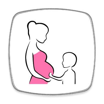 Schwangere mit Sohn Silhouette - Viereckiger Kühlschrankmagnet - Weiß - Vorne