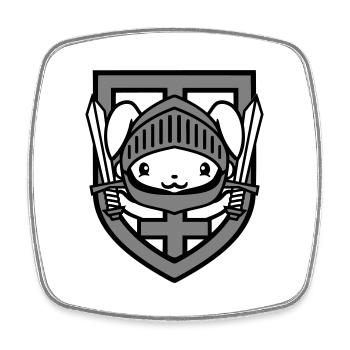 Lapin Chevalier Épée Bouclier Armure Casque Château Héros - Magnet carré - blanc - Devant