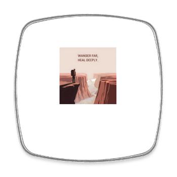 Wander Far, Heal Deeply – Hiking & Nature - Square fridge magnet - white - Front