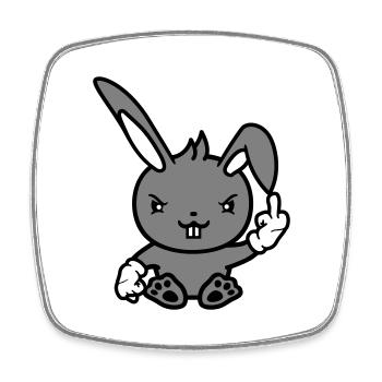 Bunny Middle Finger Show Nasty Naughty Insulting - Square fridge magnet - white - Front