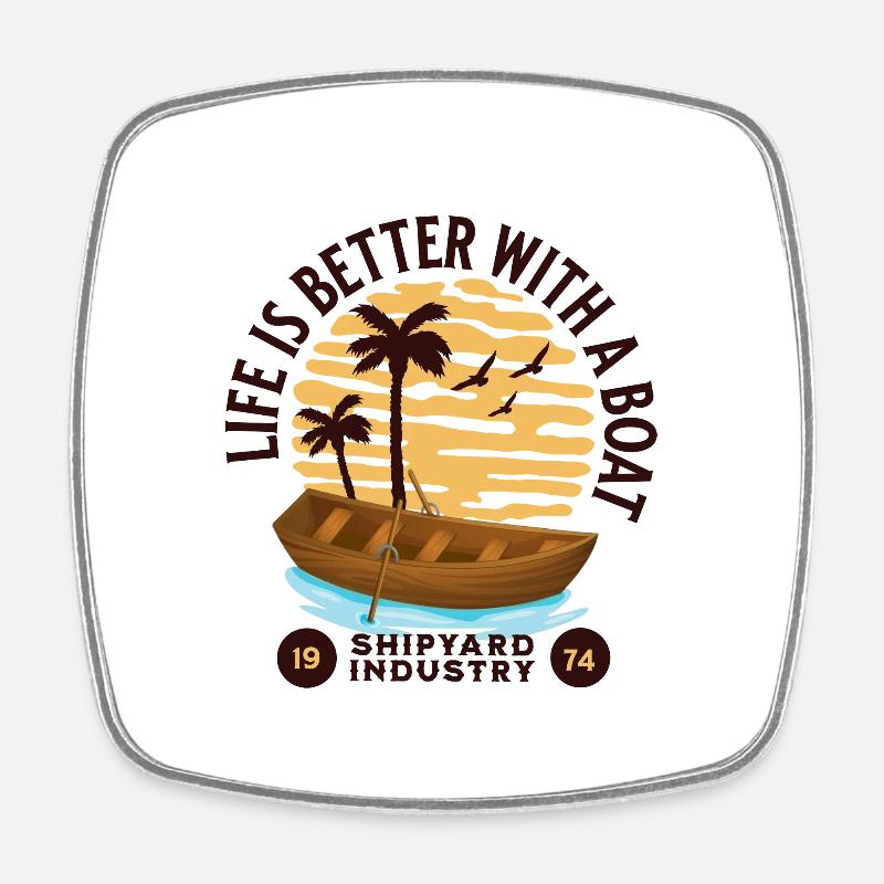 Boat Life Design - Square fridge magnet - white