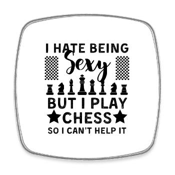 Funny Chess Player Design Chess - Square fridge magnet - white - Front