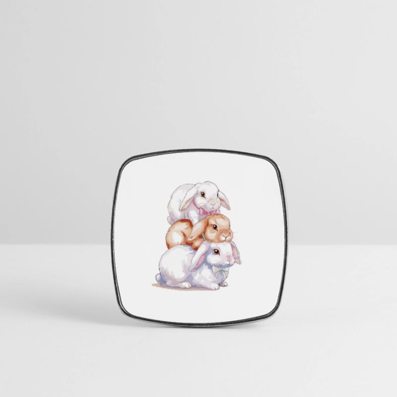 Cute Rabbit Stack for Rabbit Lovers Square fridge magnet