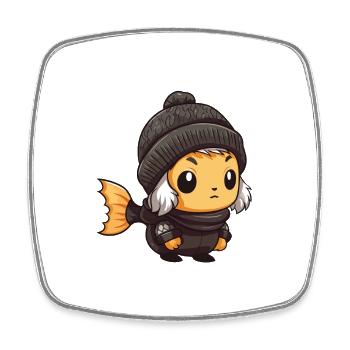 Fish Winter Animal Anime - Square fridge magnet - white - Front