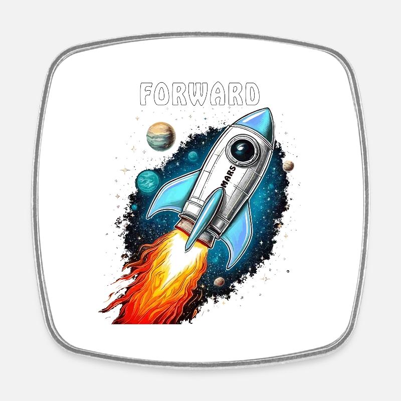 RAKETE MARS FORWARD - Viereckiger Kühlschrankmagnet - Weiß