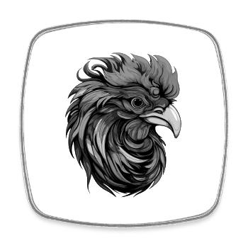 Portrait de coq - Magnet carré - blanc - Devant