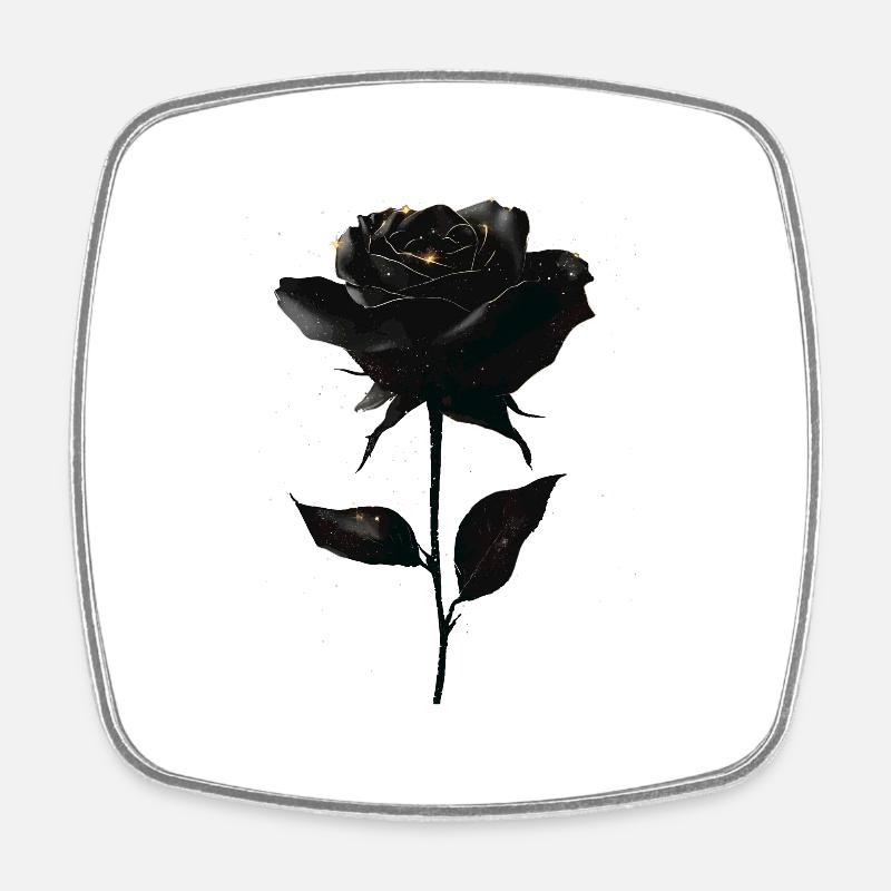 Schwarze Rose - Viereckiger Kühlschrankmagnet - Weiß