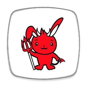 Bunny Devil Démon Mal Satan Enfer Trident Costume - Magnet carré - blanc - Devant
