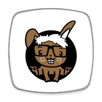 Hase Nerd Geek Hornbrille Loch Freak Intelligent - Viereckiger Kühlschrankmagnet - Weiß - Vorne