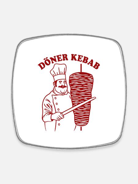 Döner Kebab - Fast Food - Spruch - Viereckiger Kühlschrankmagnet - Weiß