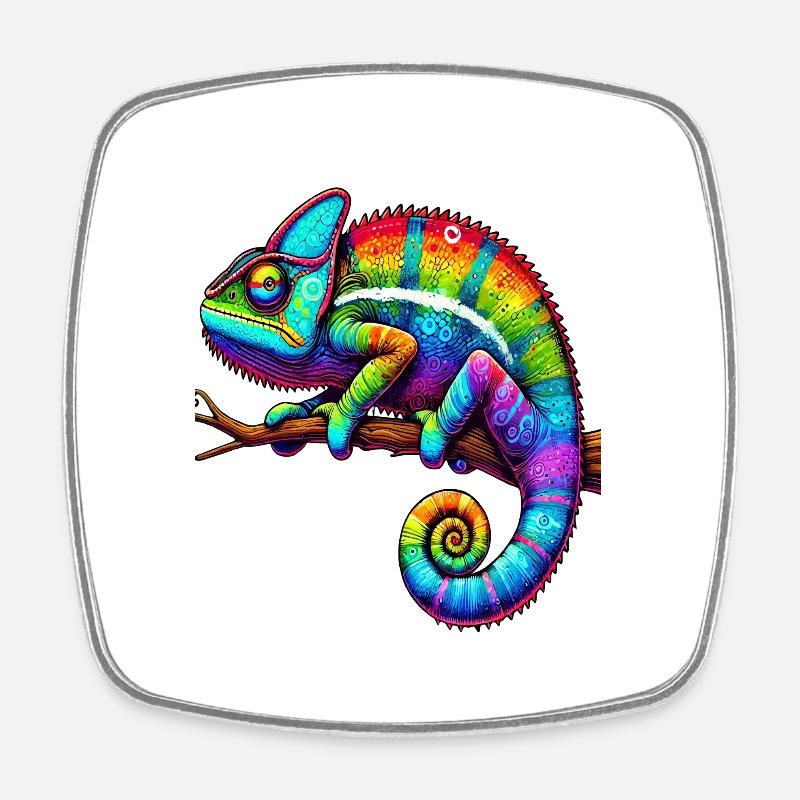 Chameleon - Square fridge magnet - white