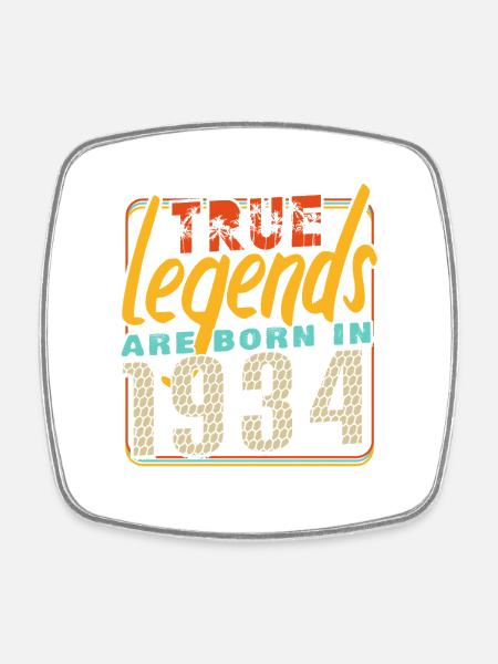 Wahre Legenden werden 1934 geboren Vintage Geburtstag - Viereckiger Kühlschrankmagnet - Weiß