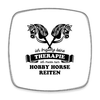 Ich brauche keine Therapie - Hobby Horse reiten - Viereckiger Kühlschrankmagnet - Weiß - Vorne