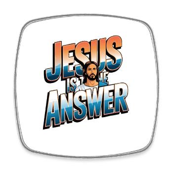 Jesus is the answer - Jesus ist die Antwort - Square fridge magnet - white - Front