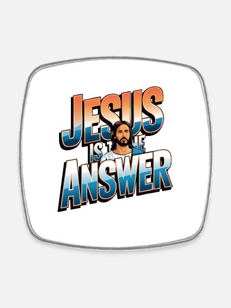 Jésus est la réponse - Jesus ist die Antwort - Magnet carré - blanc