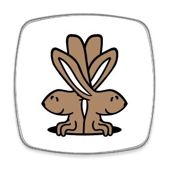 2 Hole Bunnies Bottom Two Friends Team Crew Couple Fun - Square fridge magnet - white - Front
