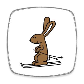 Rabbit Ski Bunny Skiing Winter Skiing Snow - Square fridge magnet - white - Front