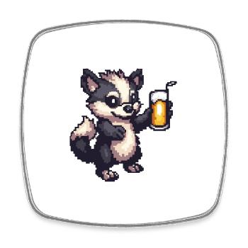 Skunk Pixel Bière - Magnet carré - blanc - Devant