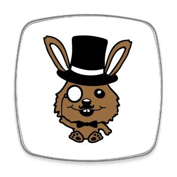 Sir Bunny Monocle Glasses Beard Top Hat Mr. Mr. - Square fridge magnet - white - Front
