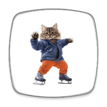 Katze - Viereckiger Kühlschrankmagnet - Weiß - Vorne