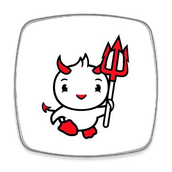 bird devil horns satan trident hell evil cool - Square fridge magnet - white - Front