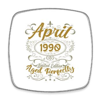 Avril 1990 Cadeau Anniversaire April 1990 - Magnet carré - blanc - Devant