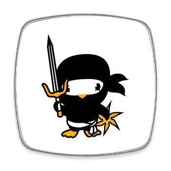 Bird Ninja Fighter Assassin Sword Ninja Star - Square fridge magnet - white - Front