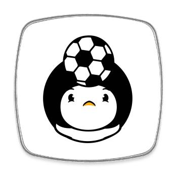 Ente spielt Fußball Kopfball Ball Kopf balancieren - Viereckiger Kühlschrankmagnet - Weiß - Vorne