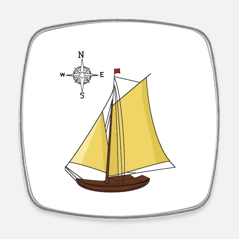 Windrose Sailing Ship Sailing Ships Ship - Square fridge magnet - white