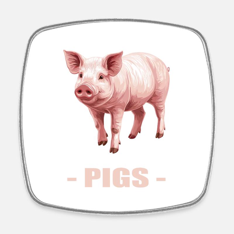 Cochon Cochon - Magnet carré - blanc