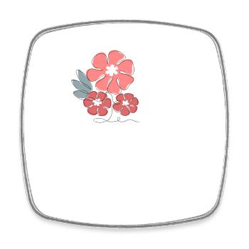 Lettre l fleurs minimalistes - Magnet carré - blanc - Devant