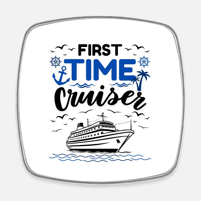 Première expérience de croisière en bateau - Magnet carré - blanc