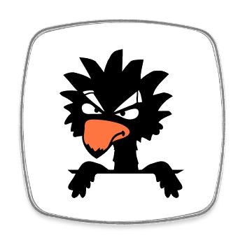Rabe Vogel guckt böse cool lustig Comic Humor Spaß - Viereckiger Kühlschrankmagnet - Weiß - Vorne