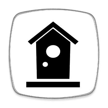 Vogelhaus - Viereckiger Kühlschrankmagnet - Weiß - Vorne