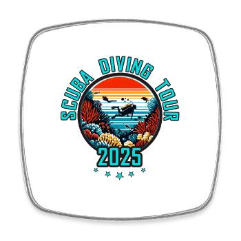 Excursion de plongée sous-marine 2025 - Magnet carré - blanc - Devant