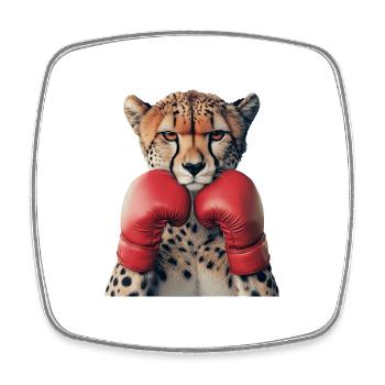 Gepard - Viereckiger Kühlschrankmagnet - Weiß - Vorne