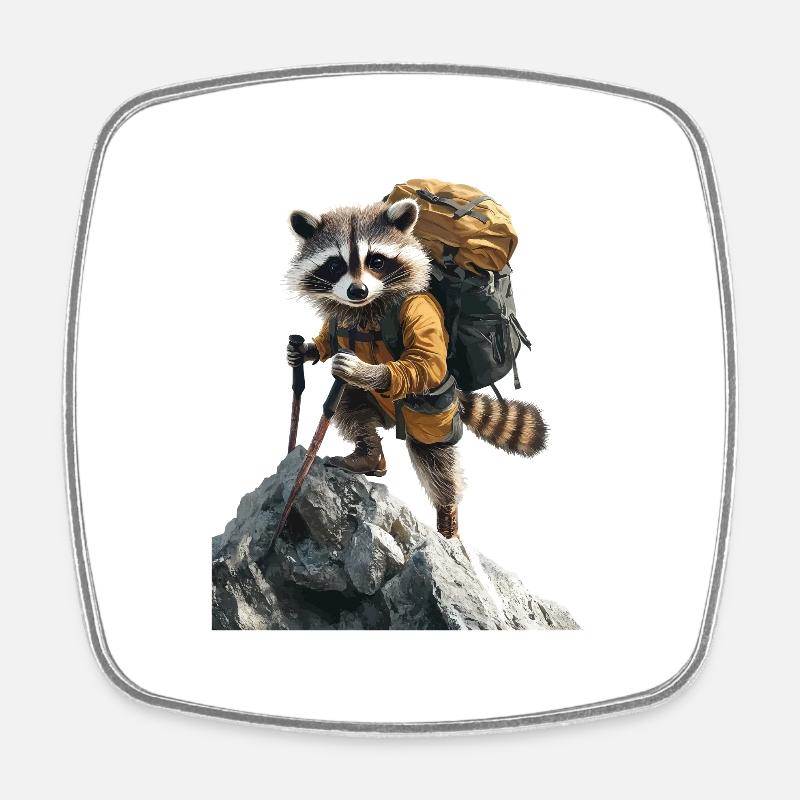 Waschbär - Viereckiger Kühlschrankmagnet - Weiß