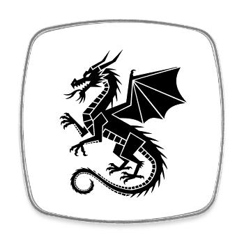 Dragon géométrique – silhouette noire - Magnet carré - blanc - Devant