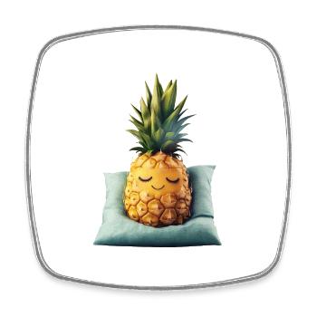 Ananas - Viereckiger Kühlschrankmagnet - Weiß - Vorne
