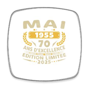 70 Jahre Vintage Mai 1955 Geburtstagsgeschenk - Viereckiger Kühlschrankmagnet - Weiß - Vorne