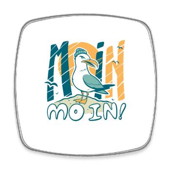 Moin Möwe in Mütze Ostsee und Nordsee Sprüche - Viereckiger Kühlschrankmagnet - Weiß - Vorne