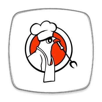 Oiseau griller des saucisses griller délicieusement manger des saucisses - Magnet carré - blanc - Devant