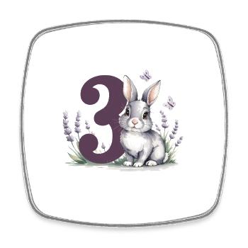 3. Geburtstag 3 Jahre Hase Häschen Lavendel Lila - Viereckiger Kühlschrankmagnet - Weiß - Vorne