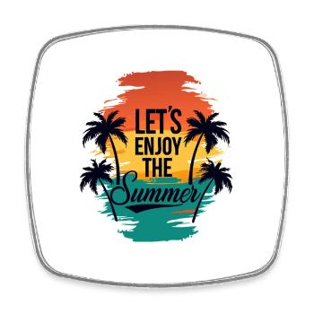 Lets Enjoy the Summer with Palm Trees - Viereckiger Kühlschrankmagnet - Weiß - Vorne