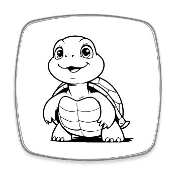 tortue mignonne comme illustration vectorielle - Magnet carré - blanc - Devant