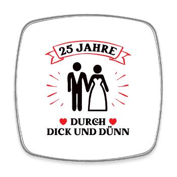 25 Jahre Ehe Verheiratet 25. Hochzeitstag - Viereckiger Kühlschrankmagnet - Weiß - Vorne