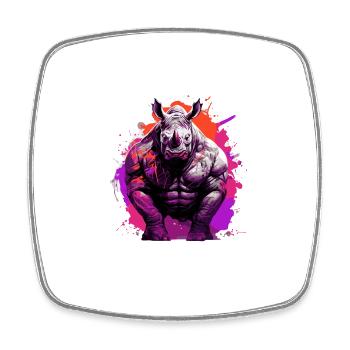 Musculation Rhino Muscles Musculation - Magnet carré - blanc - Devant