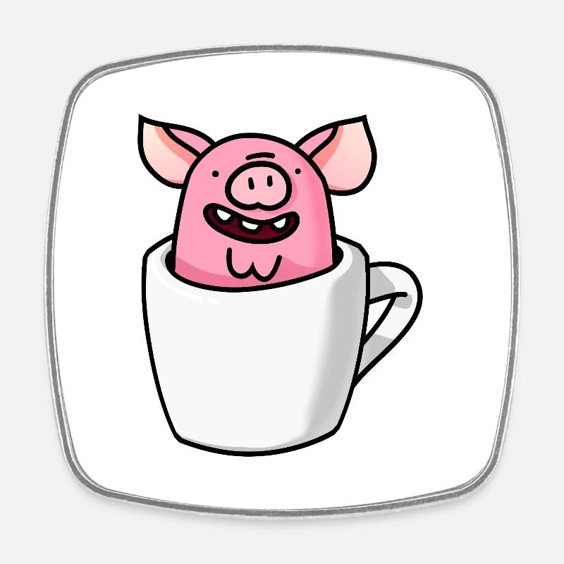Coupe Cochon - Magnet carré - blanc